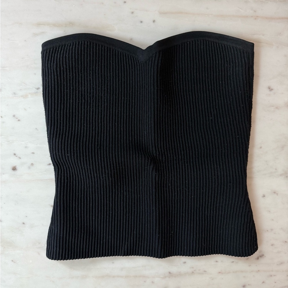 Babaton Rib Contour Strapless Crop top - XXS